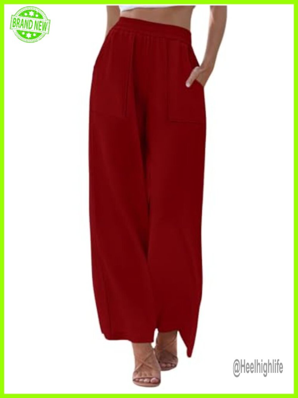 JZC Women's Palazzo Pants Elastic Waist Wide Leg Casual Beach Trousers with